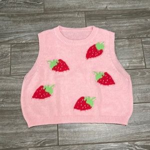 Picnic Core Strawberry Vintage, Handmade Knit Top